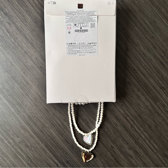 Zara Layered Faux Pearl Necklace with Heart Pendants - Picture 7 of 7